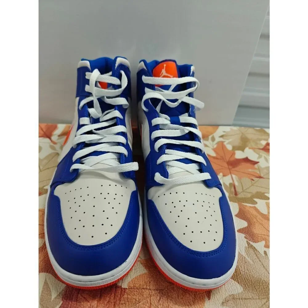 Nike Air Jordan 1 Mid Knicks Blue Orange FD1029-400 Men's Shoes Size 17